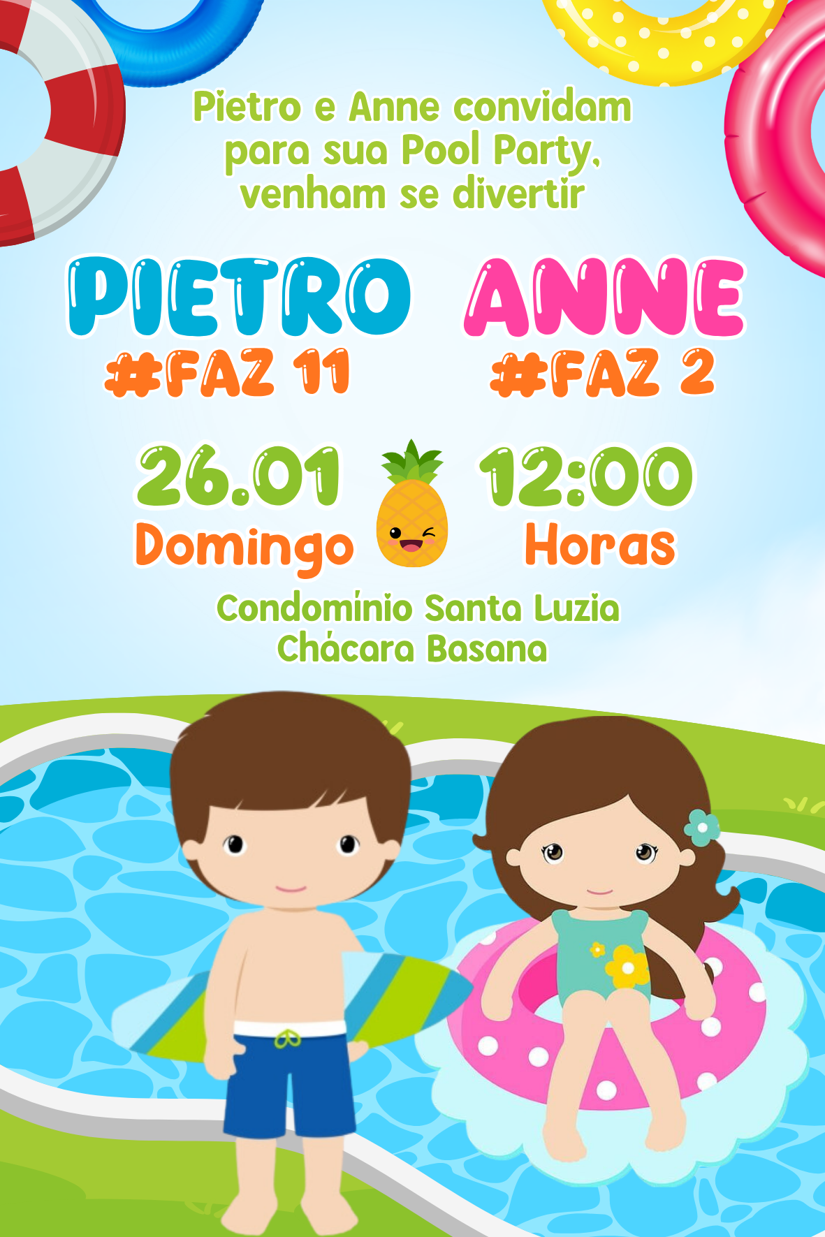 Convite Tradicional - Pool Party